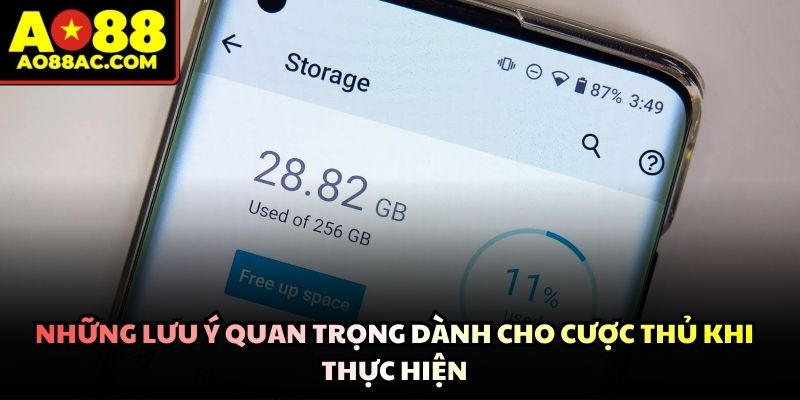 Người chơi cần dọn dẹp bộ nhớ thiết bị để tải app AO88 thành công